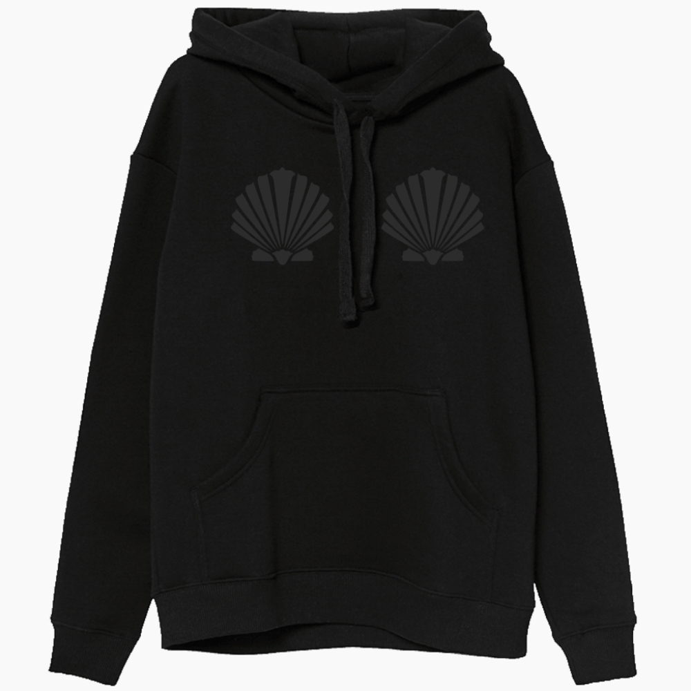 Mermaid shell bra Pullover Hoodie Black